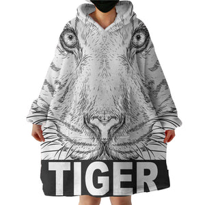 B&W Detail Tiger Sketch  SWLF4230 Hoodie Wearable Blanket