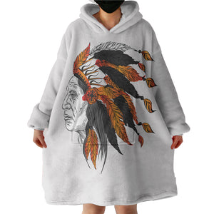 Orange Feather Bohemian Man SWLF4231 Hoodie Wearable Blanket