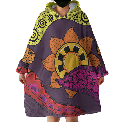 Image of Colorful Modern Japanese Art Mandala Purple  SWLF4236 Hoodie Wearable Blanket