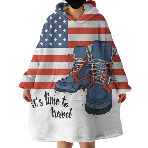 Image of USA It's Time To Travel SWLF4238 Hoodie Wearable Blanket