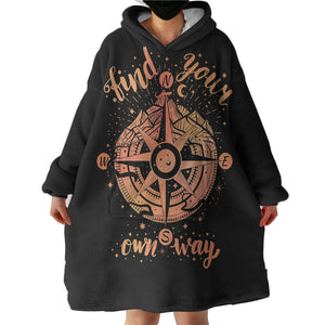 Find Your Own Way - Vintage Compass Zodiac SWLF4240 Hoodie Wearable Blanket
