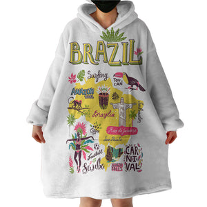 Cartoon Brazil Map Sketch  SWLF4283 Hoodie Wearable Blanket