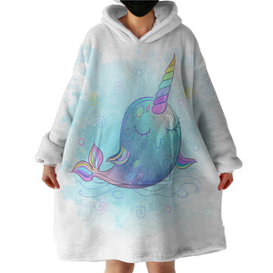 Cute Cartoon Unicorn Whale SWLF4285 Hoodie Wearable Blanket