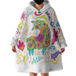 Colorful Mandala Cute Alapaca SWLF4286 Hoodie Wearable Blanket
