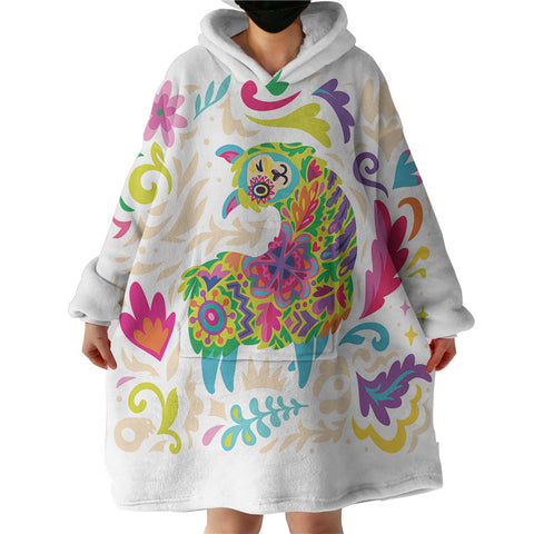 Image of Colorful Mandala Cute Alapaca SWLF4286 Hoodie Wearable Blanket