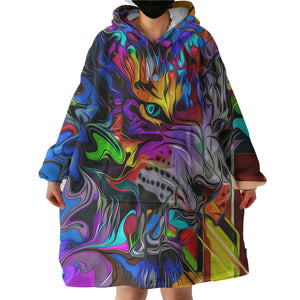 Colorful Curve Art Wolf SWLF4288 Hoodie Wearable Blanket