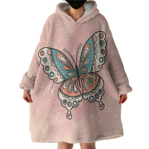 Vintage Butterfly Floral Pink Theme SWLF4291 Hoodie Wearable Blanket
