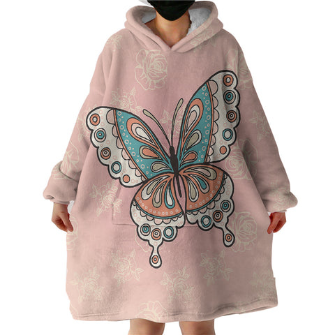 Image of Vintage Butterfly Floral Pink Theme SWLF4291 Hoodie Wearable Blanket