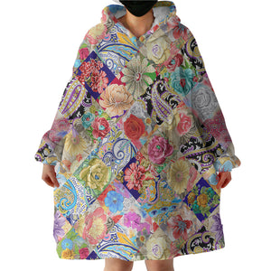 Multi Mandala & Flowers Checkerboard  SWLF4296 Hoodie Wearable Blanket
