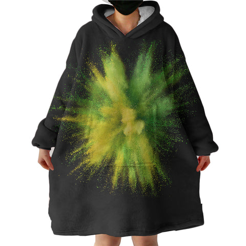 Image of Green & Yellow Splash Black Theme SWLF4301 Hoodie Wearable Blanket