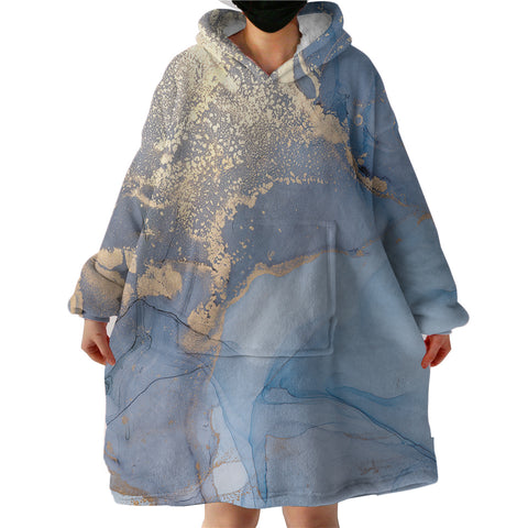 Image of Golden Splash Navy Wave  SWLF4312 Hoodie Wearable Blanket