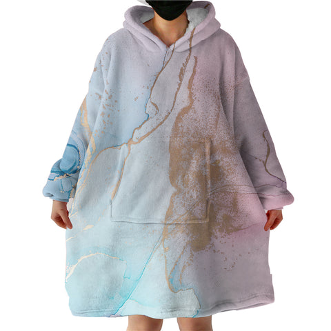 Image of Golden Light Splash Blue & Pink SWLF4315 Hoodie Wearable Blanket