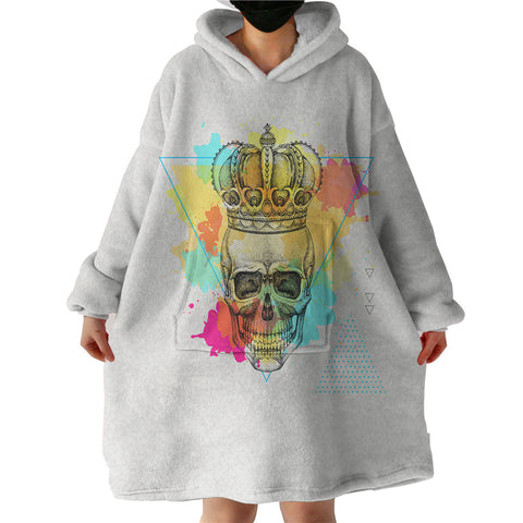 Image of Watercolor Splash King Crown Skull SWLF4319 Hoodie Wearable Blanket