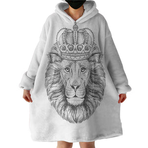 B&W King Crown Lion  SWLF4320 Hoodie Wearable Blanket