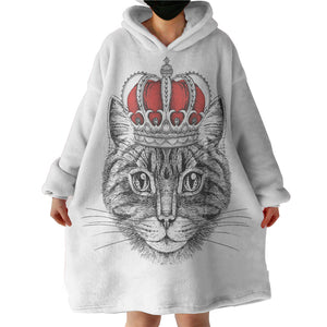 B&W King Crown Lion  SWLF4321 Hoodie Wearable Blanket