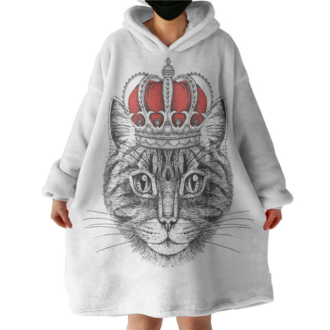 Image of B&W King Crown Lion  SWLF4321 Hoodie Wearable Blanket