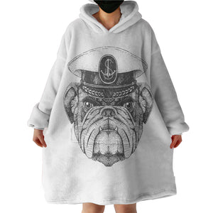 B&W Ship Captain Dog SWLF4323 Hoodie Wearable Blanket