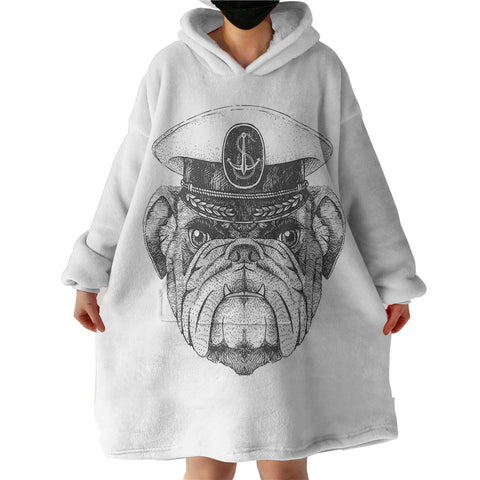 Image of B&W Ship Captain Dog SWLF4323 Hoodie Wearable Blanket