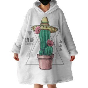 Tiny Cartoon Cactus Flower Triangle Illustration SWLF4326 Hoodie Wearable Blanket