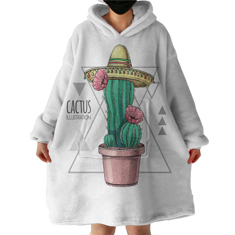 Image of Tiny Cartoon Cactus Flower Triangle Illustration SWLF4326 Hoodie Wearable Blanket