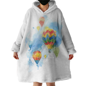 Colorful Balloon Watercolor Painting  SWLF4330 Hoodie Wearable Blanket