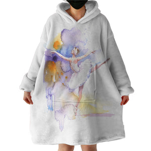 Ballet Dancing Lady Watercolor Painting  SWLF4333 Hoodie Wearable Blanket