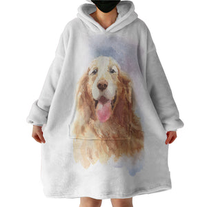 Happy Golden Retriever Watercolor Painting SWLF4335 Hoodie Wearable Blanket