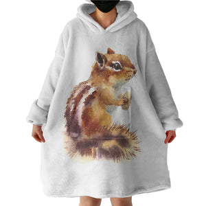 Brown Chipmunk Watercolor Painting  SWLF4336 Hoodie Wearable Blanket