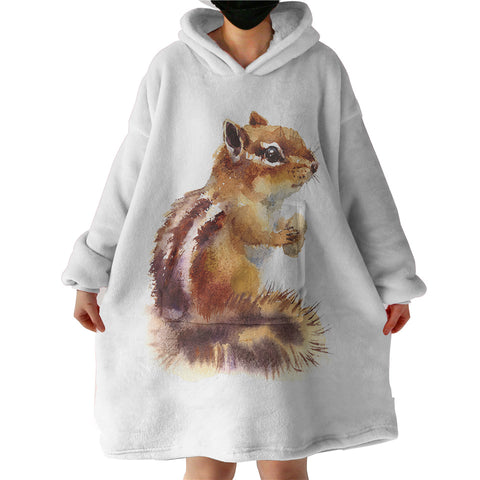 Image of Brown Chipmunk Watercolor Painting  SWLF4336 Hoodie Wearable Blanket