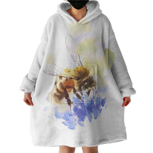 Flying Bee Watercolor Painting SWLF4405 Hoodie Wearable Blanket