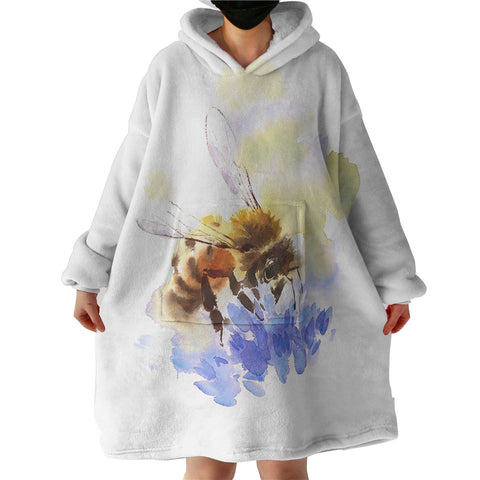 Image of Flying Bee Watercolor Painting SWLF4405 Hoodie Wearable Blanket