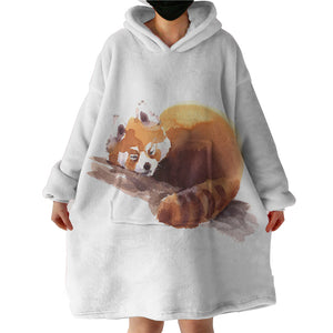 Lazy Orange Racoon Watercolor Painting SWLF4411 Hoodie Wearable Blanket