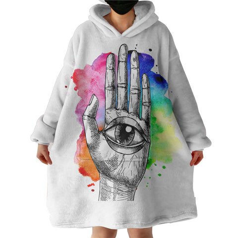Image of Eye In Hand Sketch Colorful Galaxy Background SWLF4420 Hoodie Wearable Blanket
