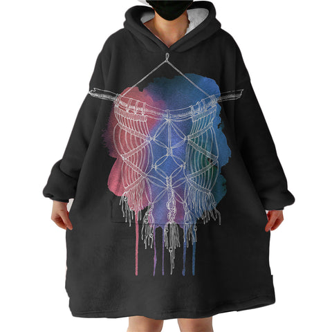 Image of Dreamcatcher Sketch Red & Blue Spray Background SWLF4423 Hoodie Wearable Blanket