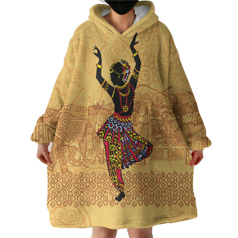 Image of Dancing Egyptian Lady In Aztec Clothes SWLF4426 Hoodie Wearable Blanket