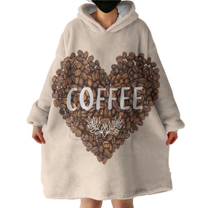 Love In Coffee Bean - Heart Shape SWLF4436 Hoodie Wearable Blanket