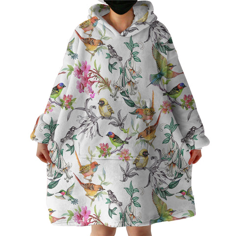 Image of Multi Birds On Branch SWLF4441 Hoodie Wearable Blanket