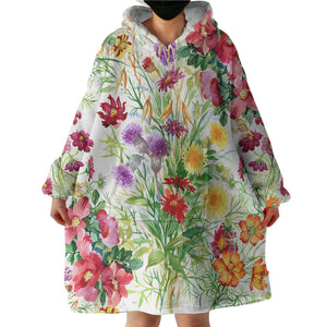 Multi color Flowers in the forest  SWLF4443 Hoodie Wearable Blanket