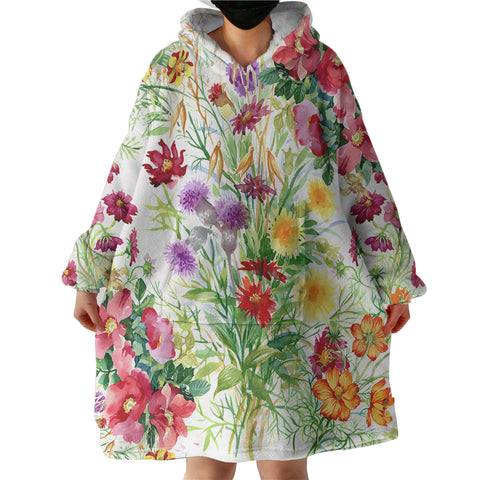 Image of Multi color Flowers in the forest  SWLF4443 Hoodie Wearable Blanket