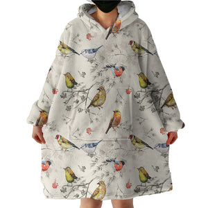 Tiny Colorful Birds SWLF4444 Hoodie Wearable Blanket