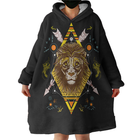 Image of Vintage Lion Arrows Aztec Illustration  SWLF4447 Hoodie Wearable Blanket