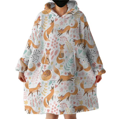 Image of Multi Cute Cartoon Fox Activities  SWLF4450 Hoodie Wearable Blanket