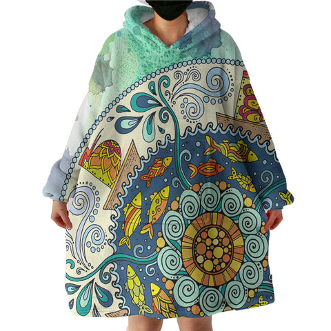 Image of Colorful Round Mandala SWLF4453 Hoodie Wearable Blanket
