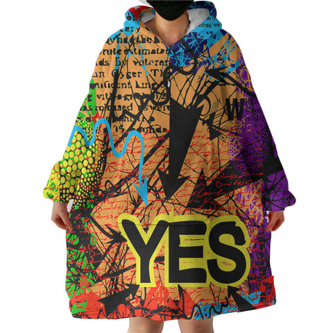 Image of YES Colorful Vintage Destressed Pattern SWLF4488 Hoodie Wearable Blanket