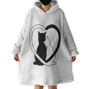 B&W Couple Cats SWLF4490 Hoodie Wearable Blanket