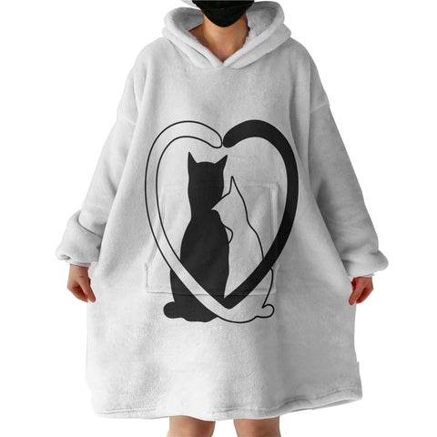 Image of B&W Couple Cats SWLF4490 Hoodie Wearable Blanket