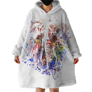 Colorful Spray Elephant SWLF4496 Hoodie Wearable Blanket