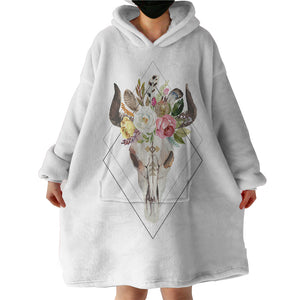 Floral Buffalo Skull  SWLF4500 Hoodie Wearable Blanket