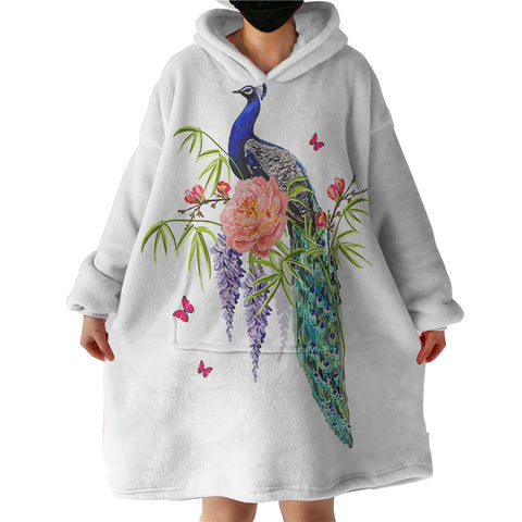 Image of Beautiful Floral Peacock SWLF4502 Hoodie Wearable Blanket