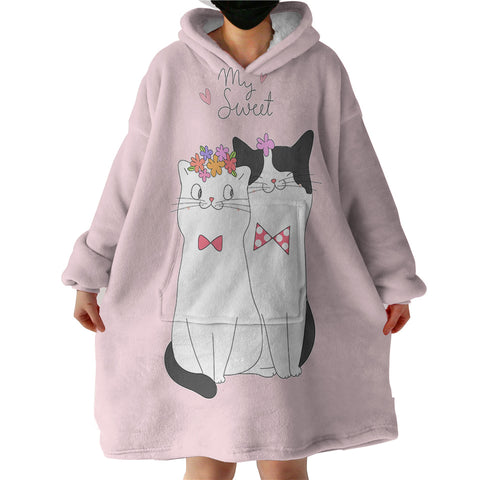 Image of Cute My Sweet Loving Cats Pink Theme  SWLF4507 Hoodie Wearable Blanket